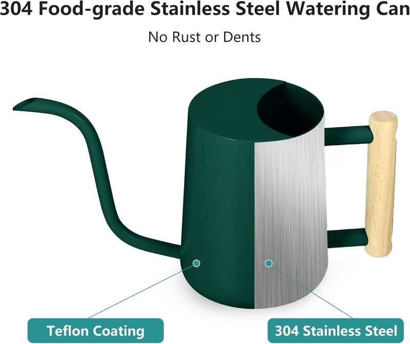 GUKJOB Watering Can Indoor Plants, 35oz Small Indoor Stainless Steel Metal Watering Can Modern Decorative Watering Pot with Long Spout for Indoor House Plant Bonsai Garden Flowers (Alpinegreen) - Image 5